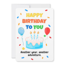 Colorful Happy Birthday Card with Balloons & Cake