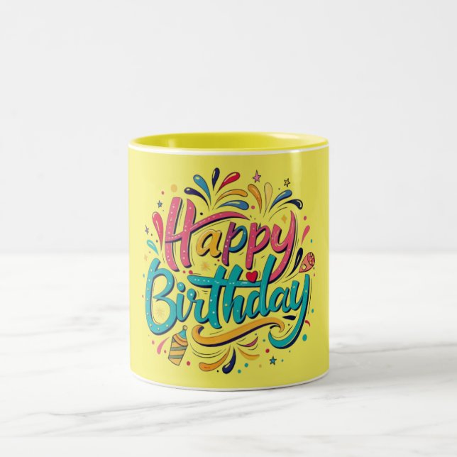 "Colorful Happy Birthday Celebration" Mug (Center)