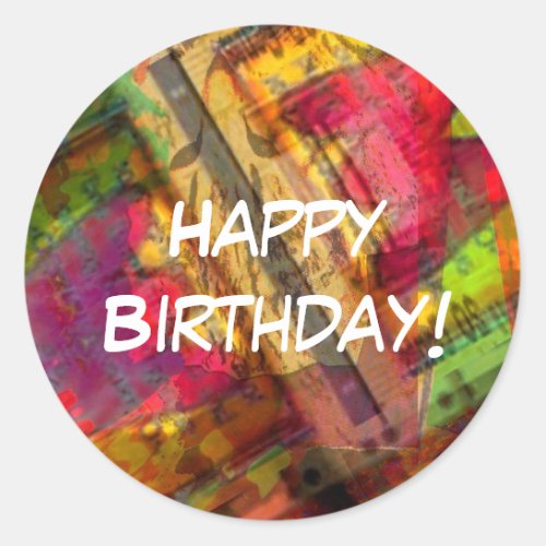 Colorful Happy Birthday Classic Round Sticker