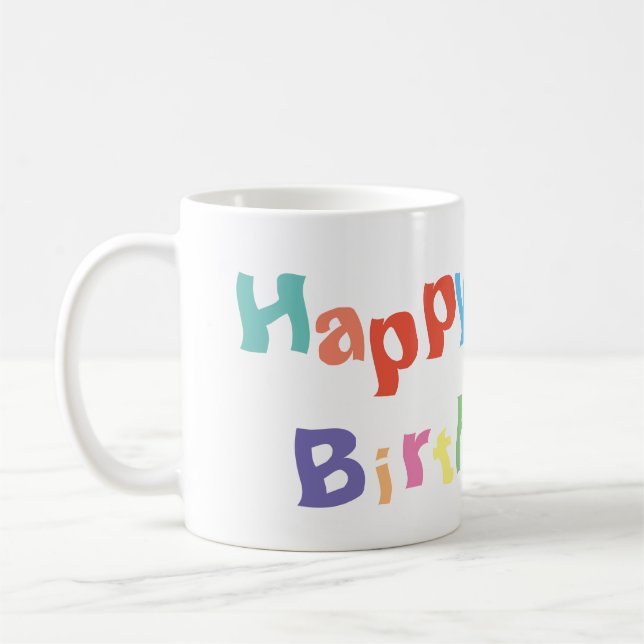 Colorful Happy Birthday Coffee Mug (Left)
