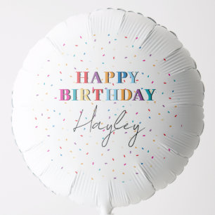 Colorful Happy Birthday Custom Name Confetti Balloon