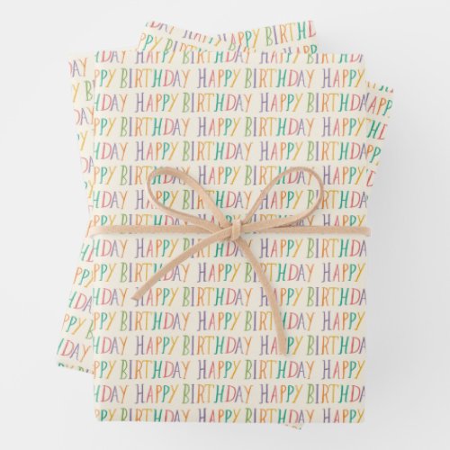 Colorful Happy Birthday Cute Charming Pattern Gift Wrapping Paper Sheets