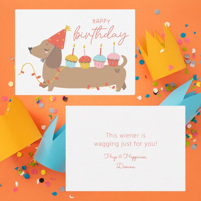 Colorful Happy Birthday Cute Dog Birthday Note Card (Creator Uploaded)
