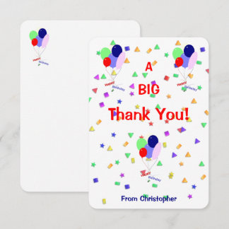 Colorful Happy Birthday Flat Thank You Card