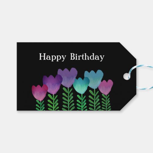 Colorful Happy Birthday Floral Gift Tags