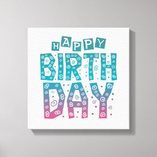 colorful happy birthday for all canvas print