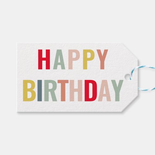 Colorful Happy Birthday  Gift Tags