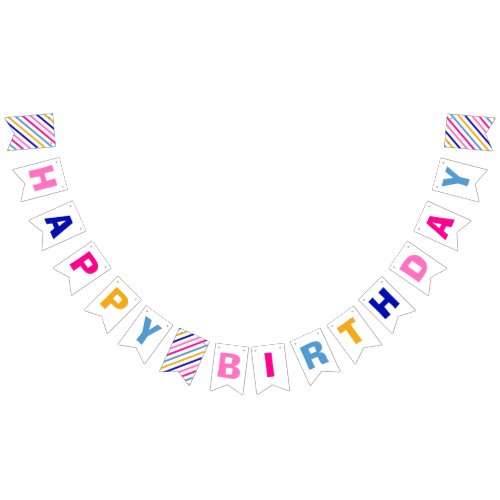 Colorful Happy Birthday Girl Boy Party Bunting Flags