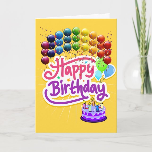 Colorful Happy Birthday Greeting Card (Front)