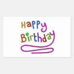 Colorful Happy Birthday Greeting Rectangular Sticker