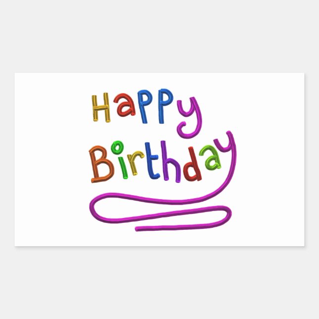 Colorful Happy Birthday Greeting Rectangular Sticker (Front)