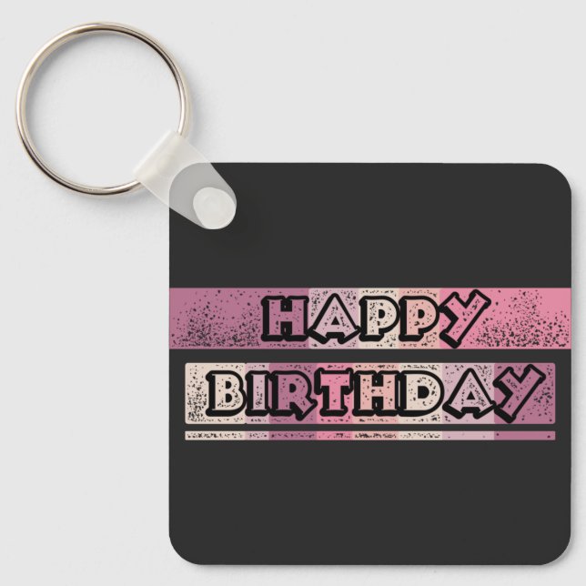 colorful happy birthday keychain (Front)