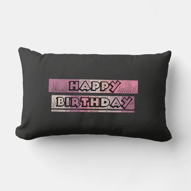 colorful happy birthday lumbar pillow (Front)