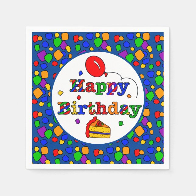 Colorful Happy Birthday Napkins (Front)