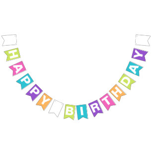 Colorful Happy Birthday Party Bunting Flags
