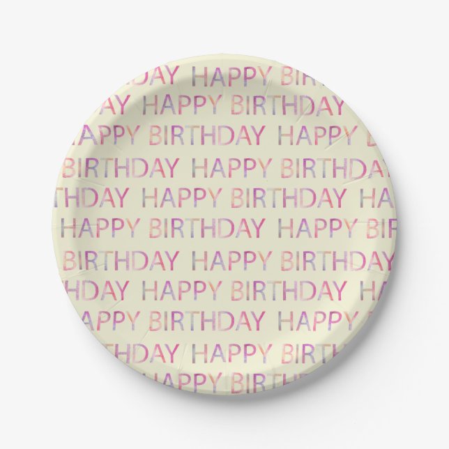 Colorful Happy Birthday Party Plates (Front)
