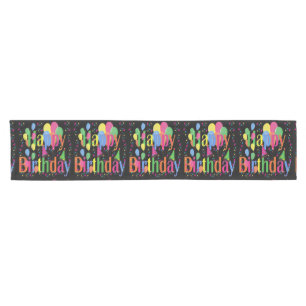 Colorful Happy Birthday Party Table Runner