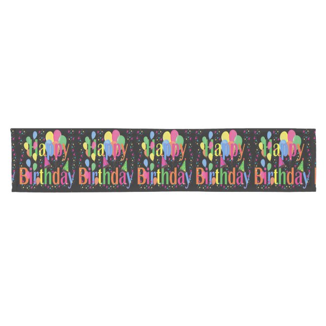 Colorful Happy Birthday Party Table Runner (Horizontal)
