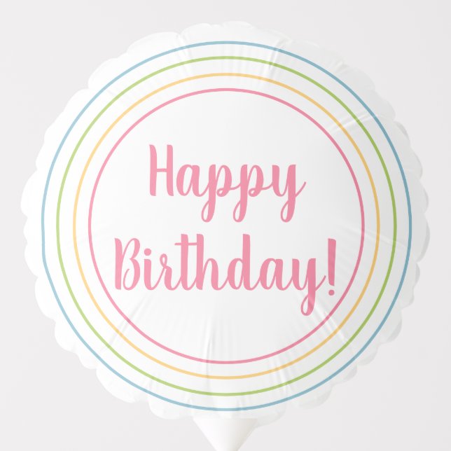 Colorful Happy Birthday Pastel Pink Birthday Party Balloon (Front)