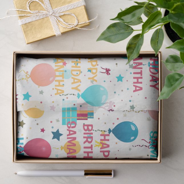 Colorful Happy Birthday Pattern Tissue Paper (Gift)