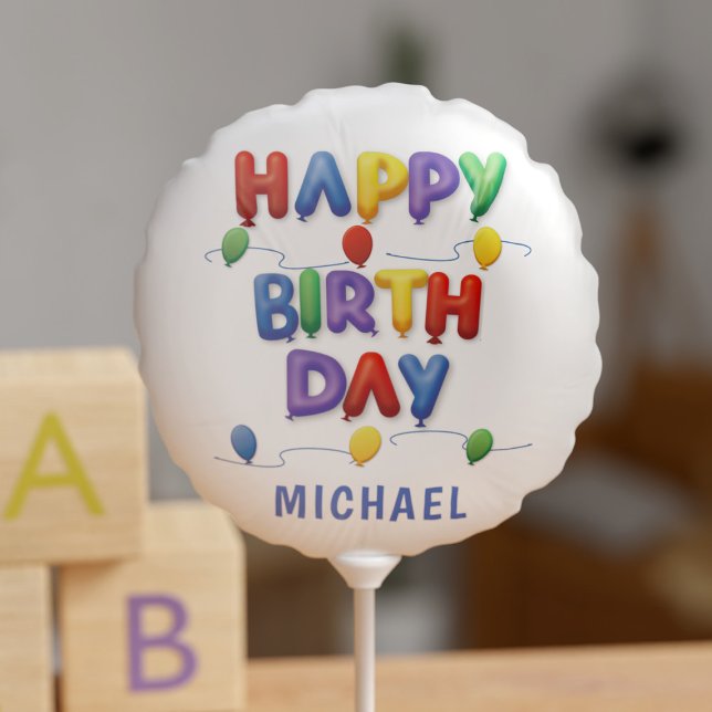 Colorful Happy Birthday Personalized Balloon (Congratulate the birthday boy (or birthday girl) with this colorful balloon)