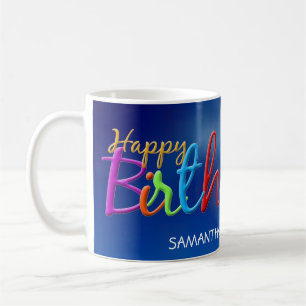 Colorful Happy Birthday Personalized Coffee Mug