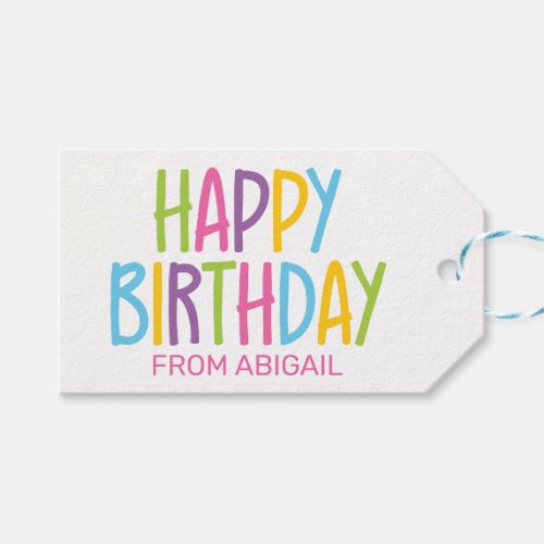 Colorful Happy Birthday Personalized Gift Tags