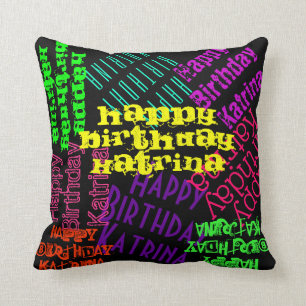Colorful Happy Birthday Pillow Personalized