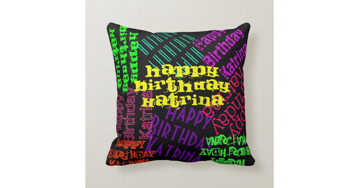 Colorful Happy Birthday Pillow Personalized