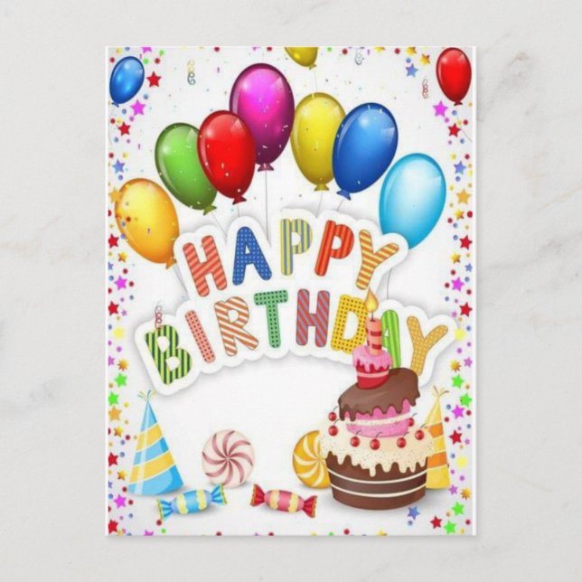 Colorful Happy Birthday Post Card (Front)