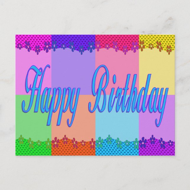 Colorful Happy Birthday Postcard (Front)