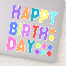 Colorful Happy Birthday Removeable Wall Decals
