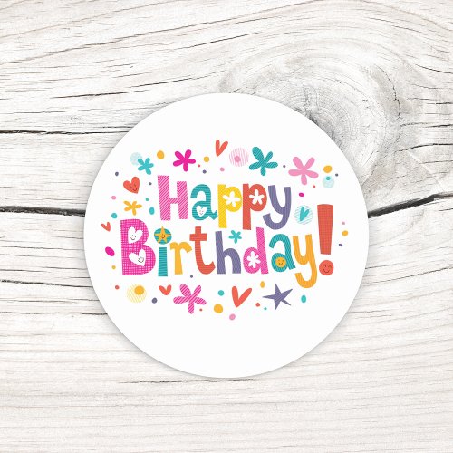 Colorful Happy Birthday Round Sticker