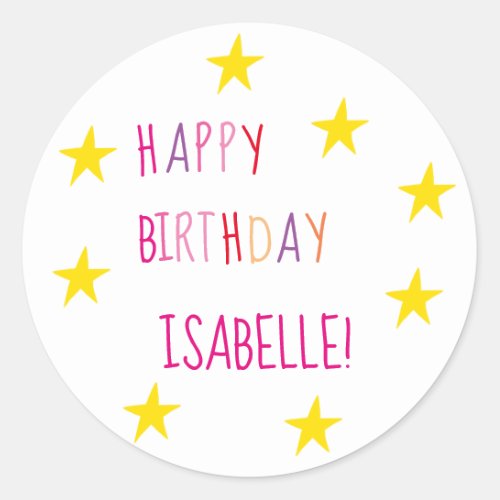 Colorful Happy Birthday Sticker with Stars