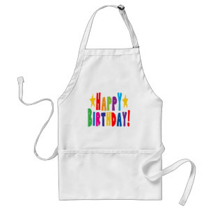Colorful Happy Birthday Text Adult Apron