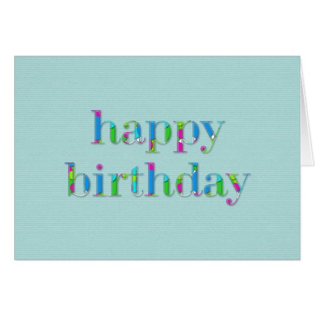 Colorful Happy Birthday Text, Blue Cards (Front Horizontal)