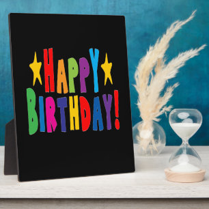 Colorful Happy Birthday Text Plaque