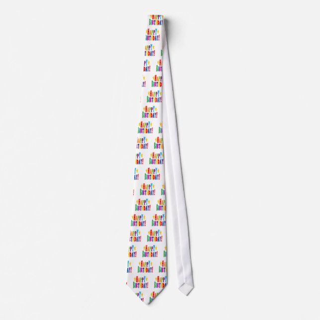 Colorful Happy Birthday Text Tie (Front)
