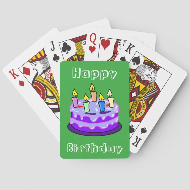 Colorful Happy Birthday Trendy Poker Cards (Back)
