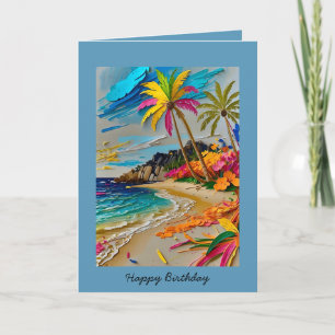 Colorful Happy birthday Tropical customizable Card