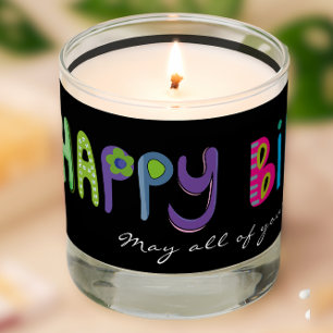 Colorful Happy Birthday Typography  Scented Candle