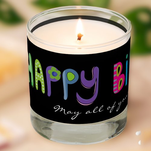 Colorful Happy Birthday Typography  Scented Candle