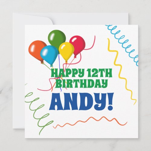Colorful Happy Birthday with Balloons Card