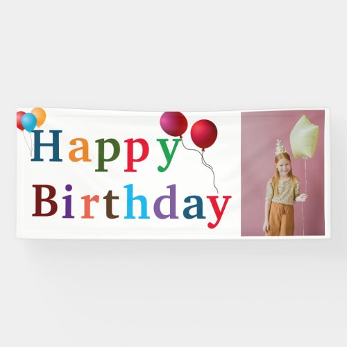 Colorful Happy Birthday With Girl Banner