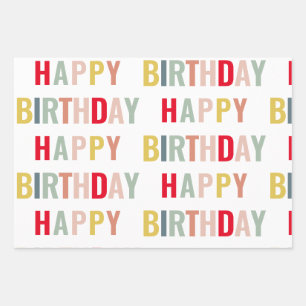 Colorful Happy Birthday  Wrapping Paper Sheets