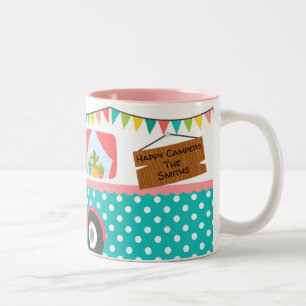 Colorful Happy Camper Two-Tone Coffee Mug