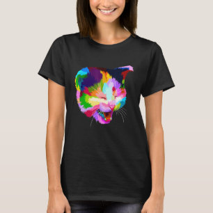Colorful Happy Cat Graphic T-Shirt