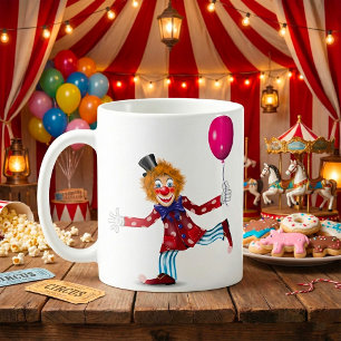 Colorful Happy Clown with Balloon Fun Circus Coffee Mug