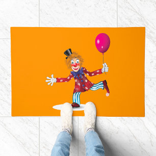 Colorful Happy Clown with Balloon Fun Circus Doormat
