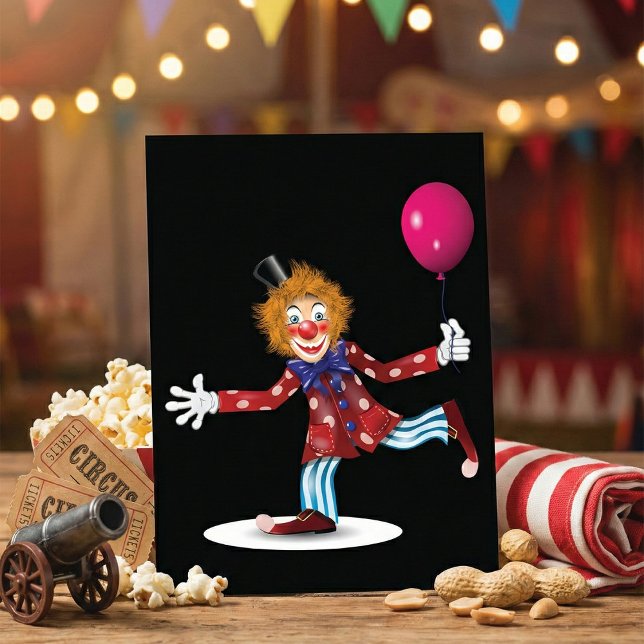Colorful Happy Clown with Balloon Fun Circus  Invitation (Creator Uploaded)